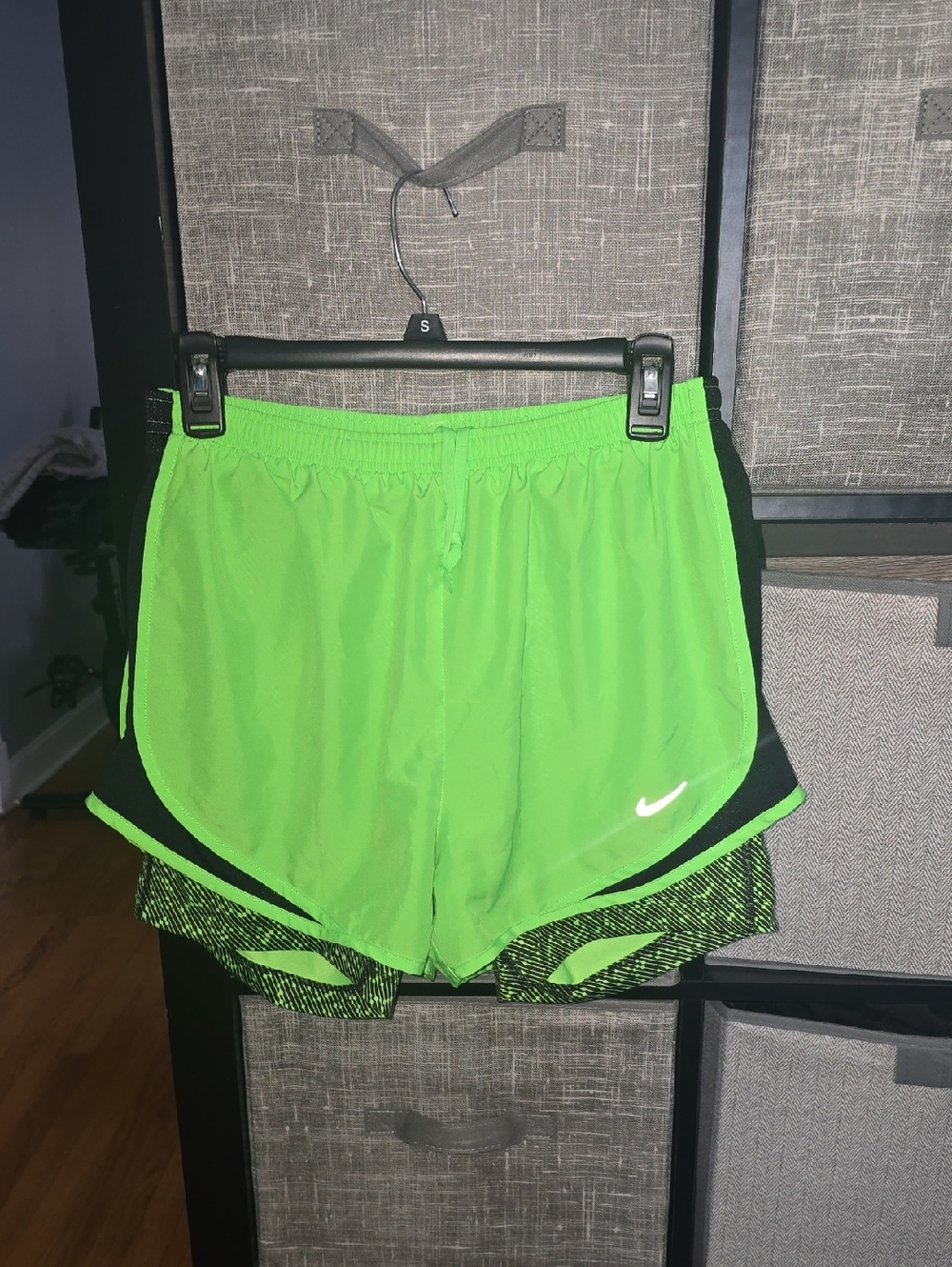Nike Women’s Neon Green Layered Athletic Shorts